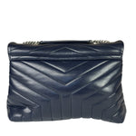 Yves Saint Laurent Navy Blue LouLou Medium Shoulder Bag