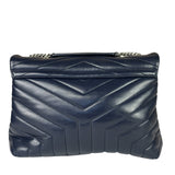 Yves Saint Laurent Navy Blue LouLou Medium Shoulder Bag