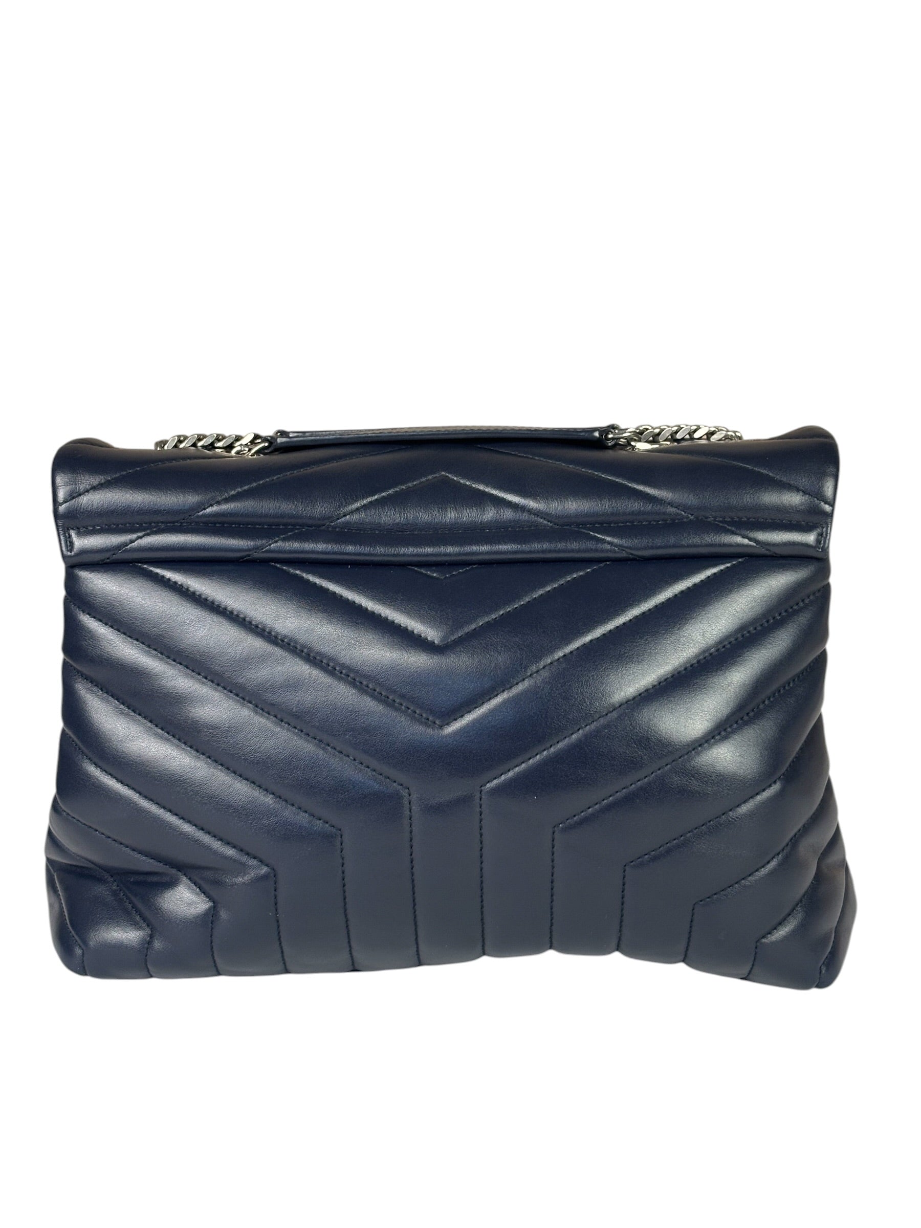 Yves Saint Laurent Navy Blue LouLou Medium Shoulder Bag