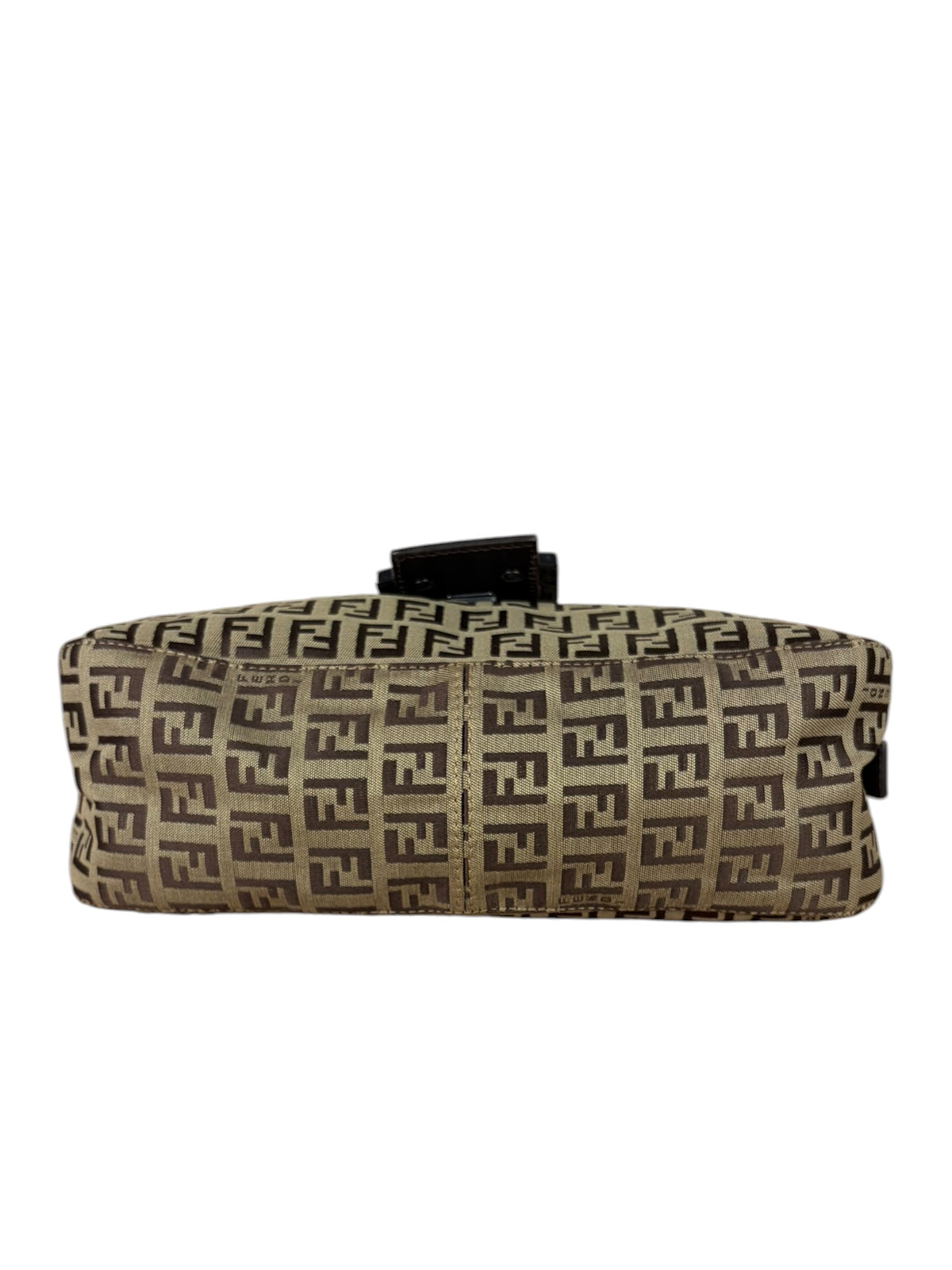 Fendi Beige/Brown Leather Trim Zucca Baguette
