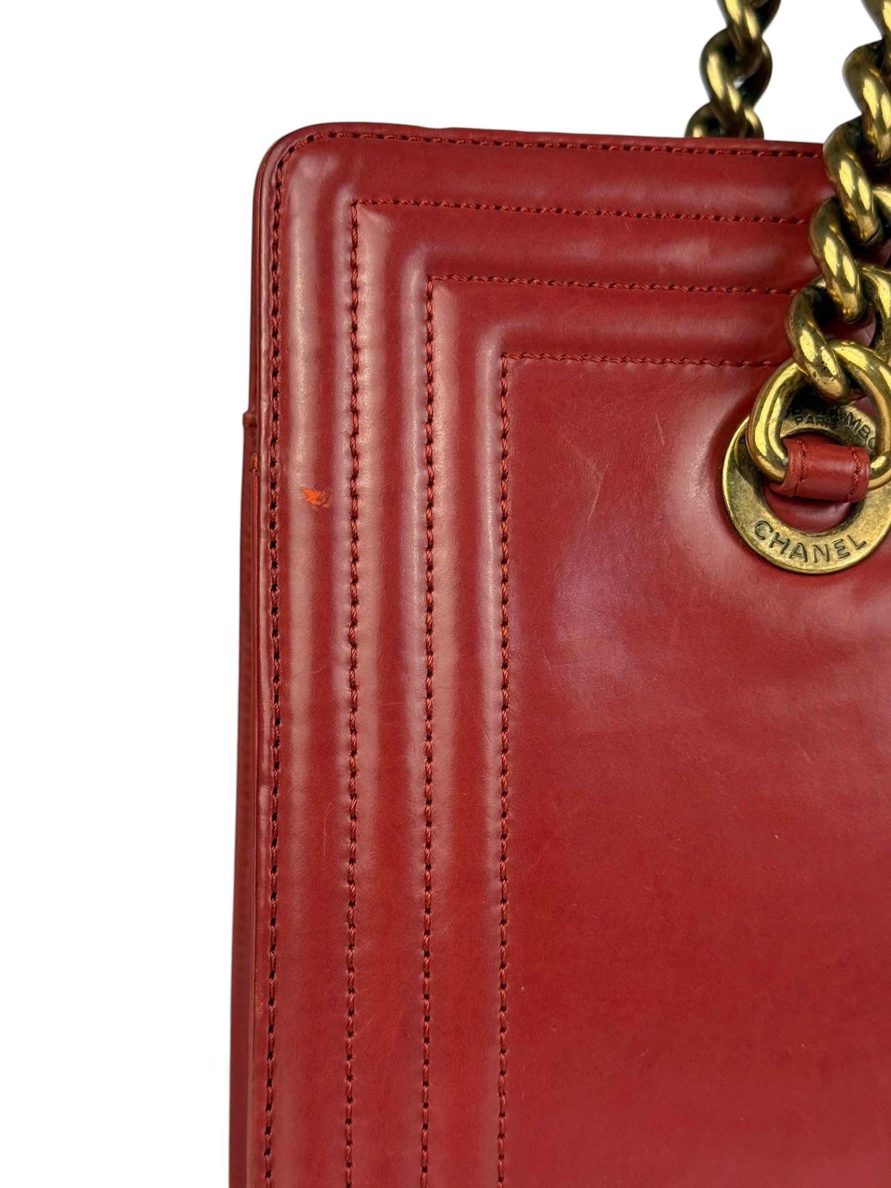 Chanel Red Leather Large Jetsetter Boy 2Way Handbag 2011