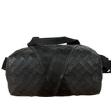 Bottega Veneta Black Rubber Intrecciato Messenger Bag