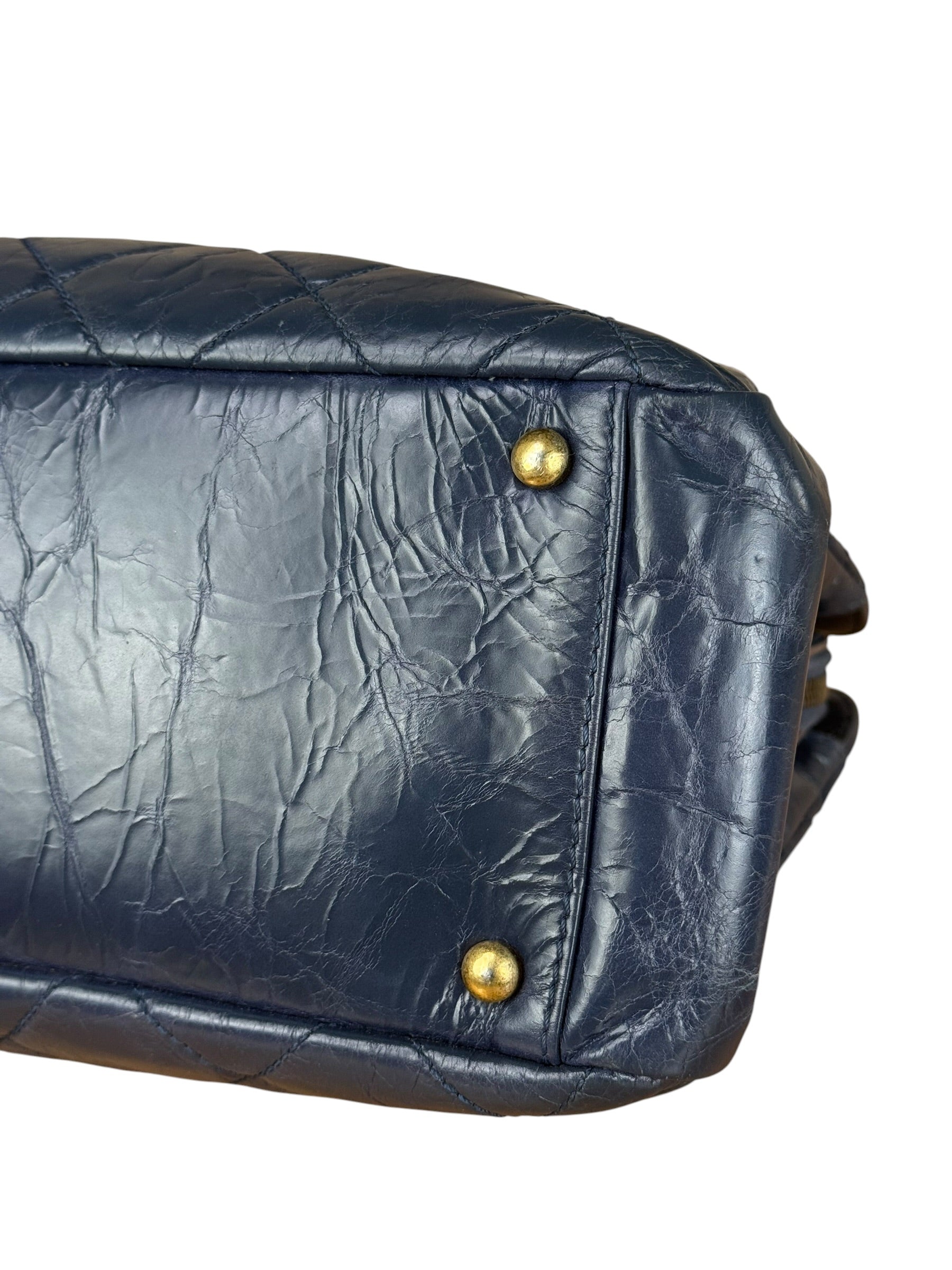 Chanel Blue Aged Quilted 2.55 Leather Chain Tote 2011