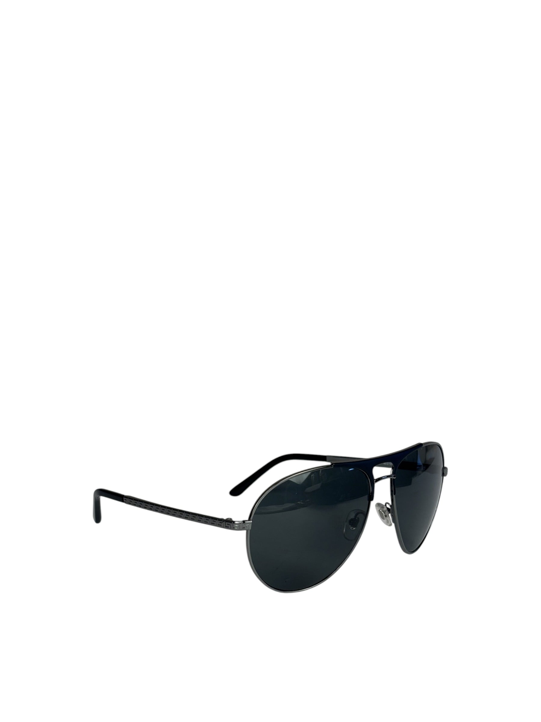Versace Pilot 2164 Black-Silver Tone Sunglasses