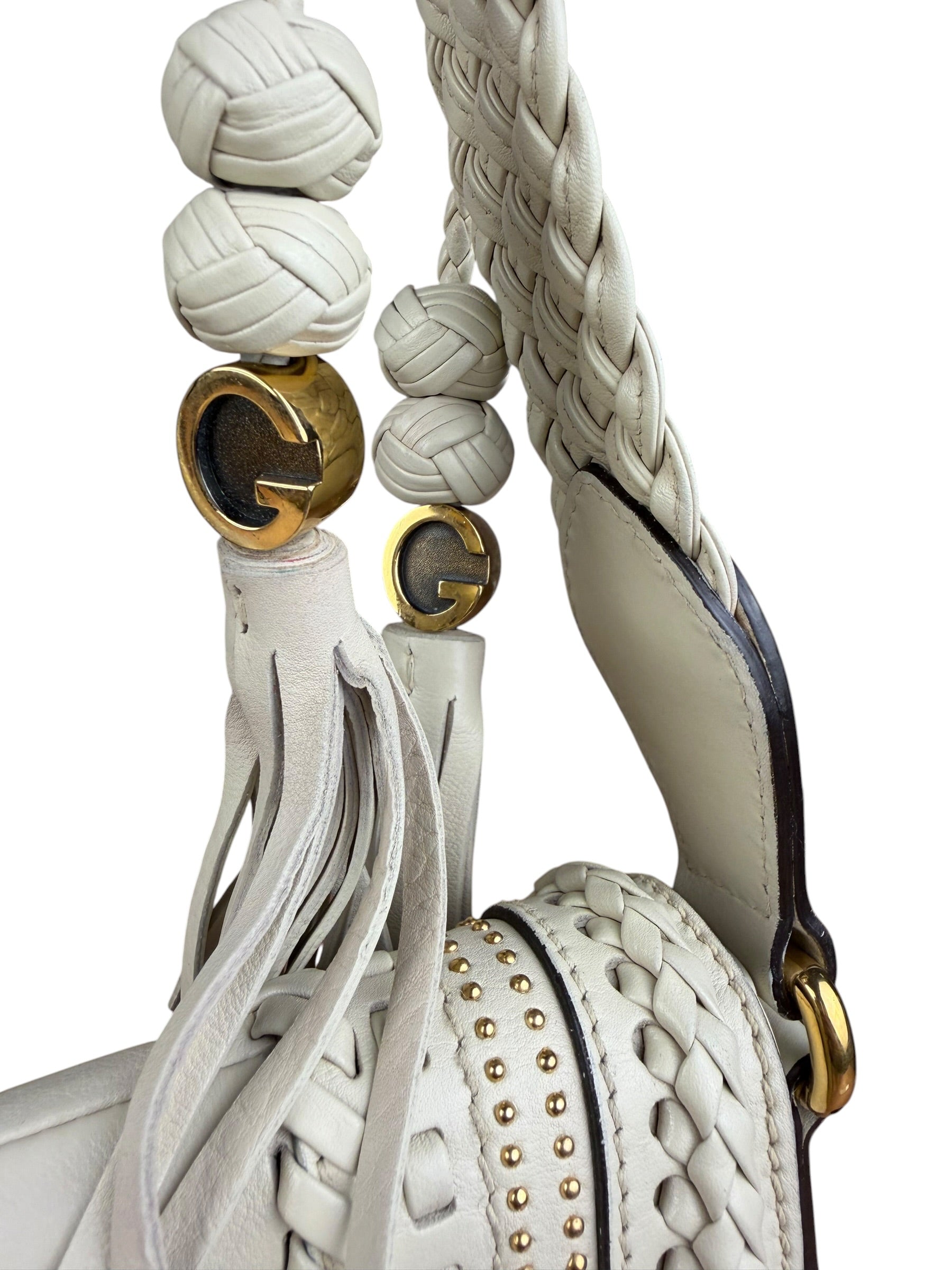 Gucci Limited Edition White Leather Marrakech Satchel Shoulder Bag