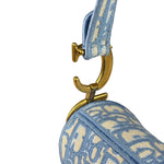 Christian Dior Blue/White Oblique Embroidered Saddle Bag