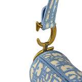 Christian Dior Blue/White Oblique Embroidered Saddle Bag