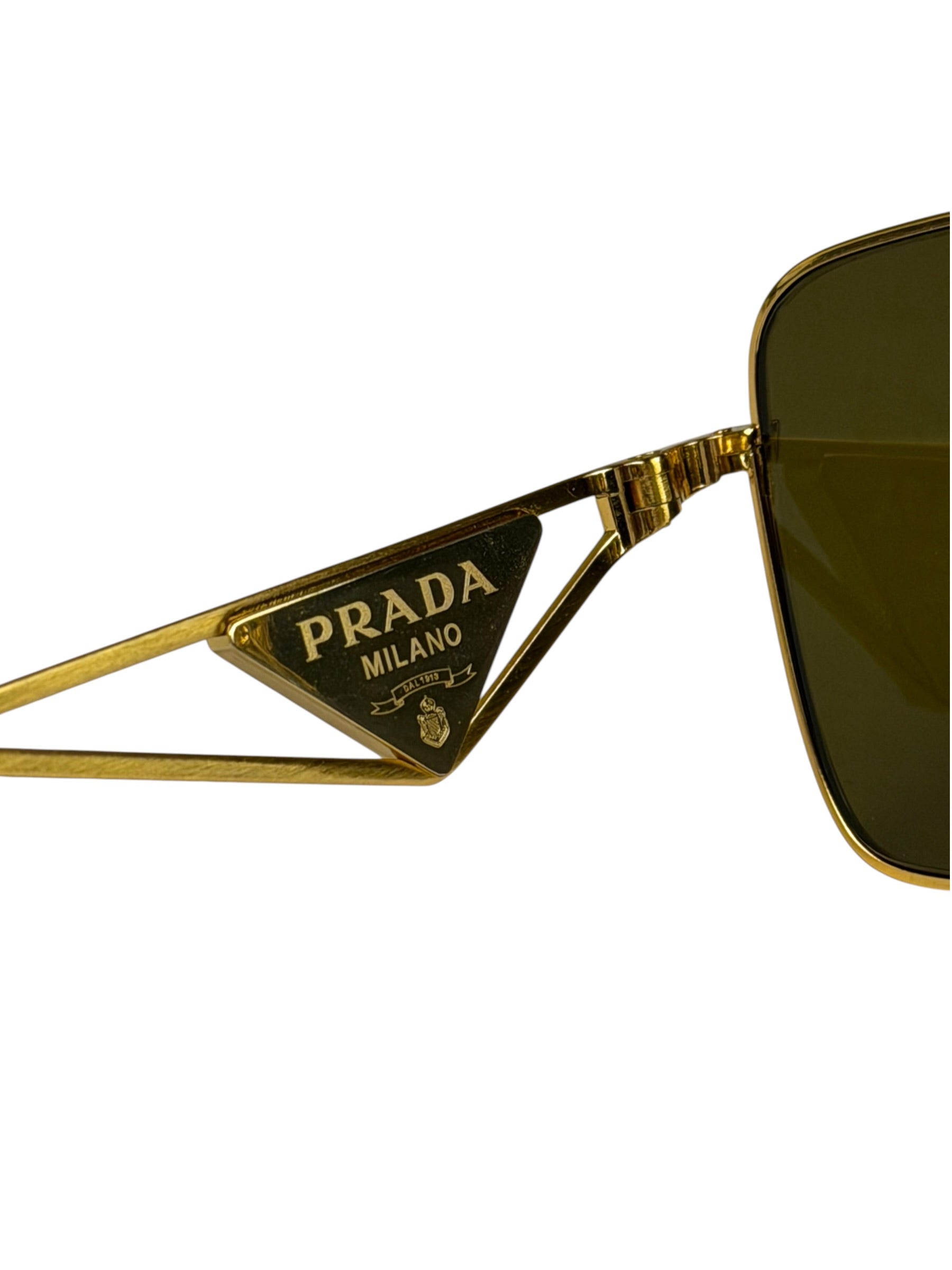 Prada Black/Gold PR A52S Rectangular Sunglasses