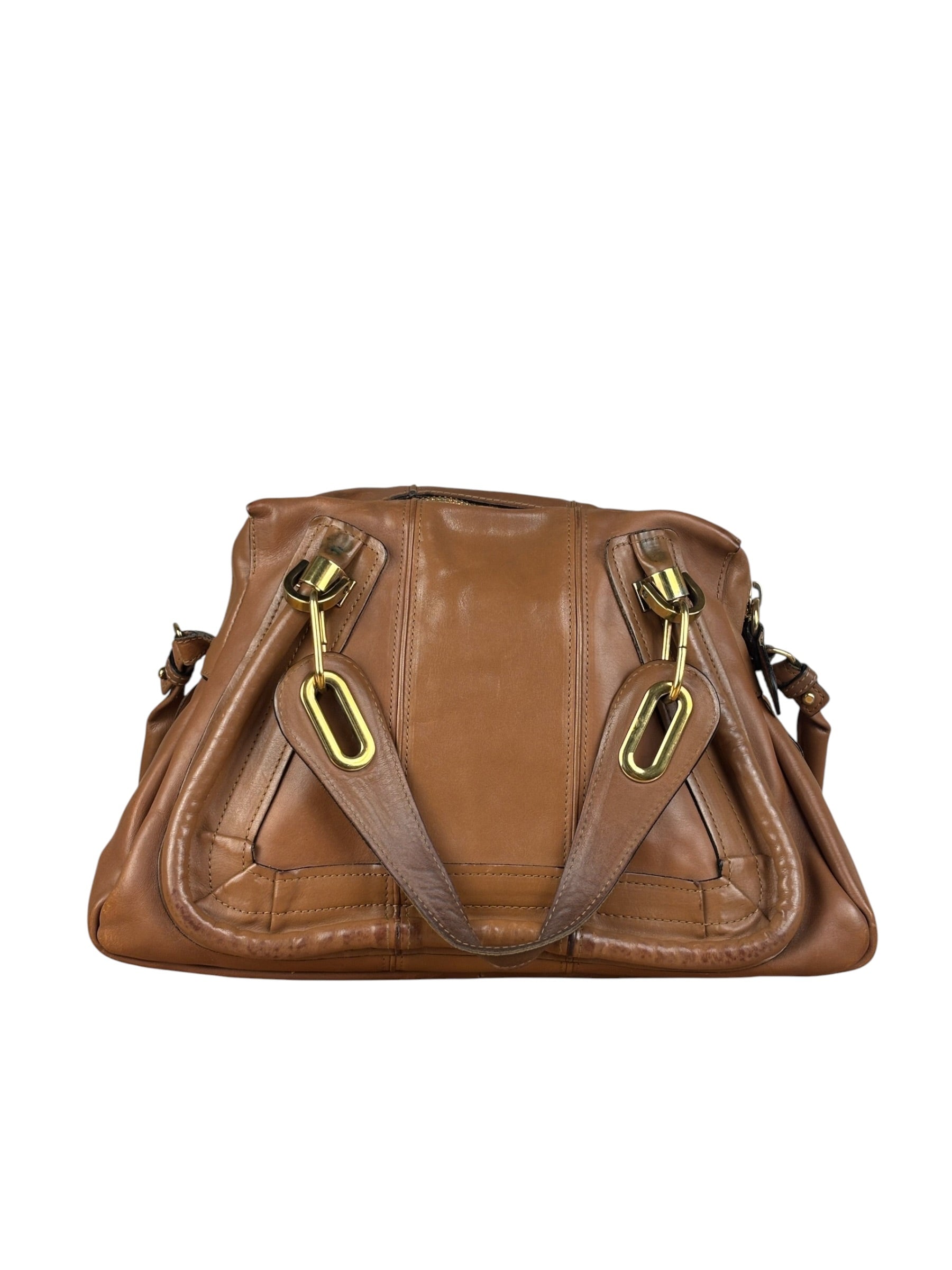 Chloe Caramel Tan Leather Paraty Medium Two-Way Bag
