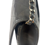 Chanel Grey Quilted Patent Leather Wallet-On-Chain 2012