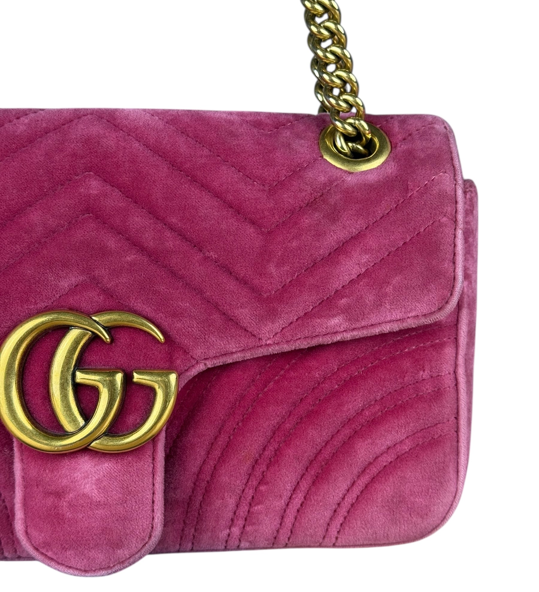 Gucci GG Marmont Pink Velour Chain Bag