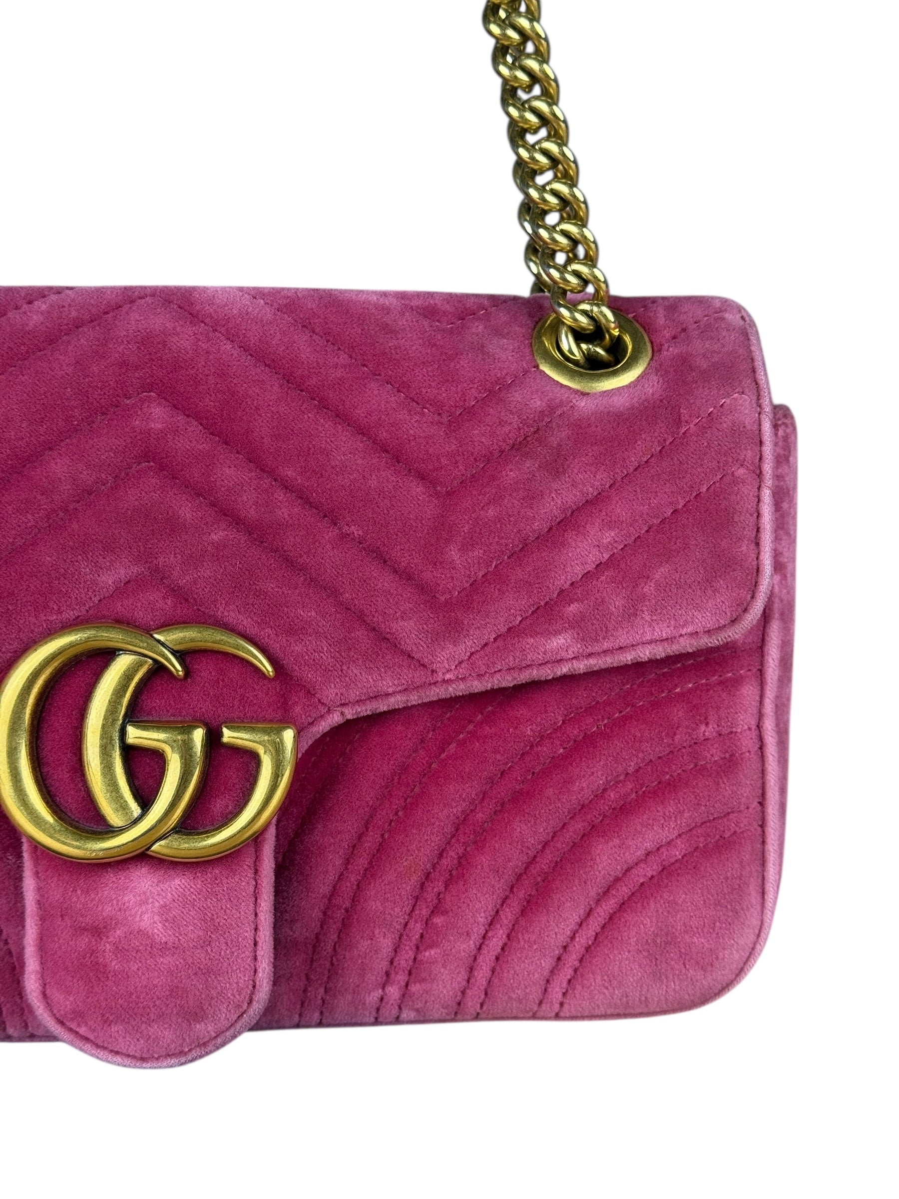 Gucci GG Marmont Pink Velour Chain Bag