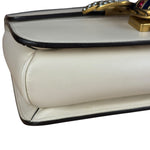 Gucci White Leather Queen Margaret Bee Embellished Shoulder Bag