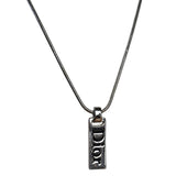 Christian Dior Vintage Logo Plate Pendant Necklace