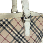 Burberry White Leather Trim Nova Check Shoulder Bag