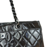 Chanel Black/Grey Textured Patent 2.55 Reissue Chain Tote