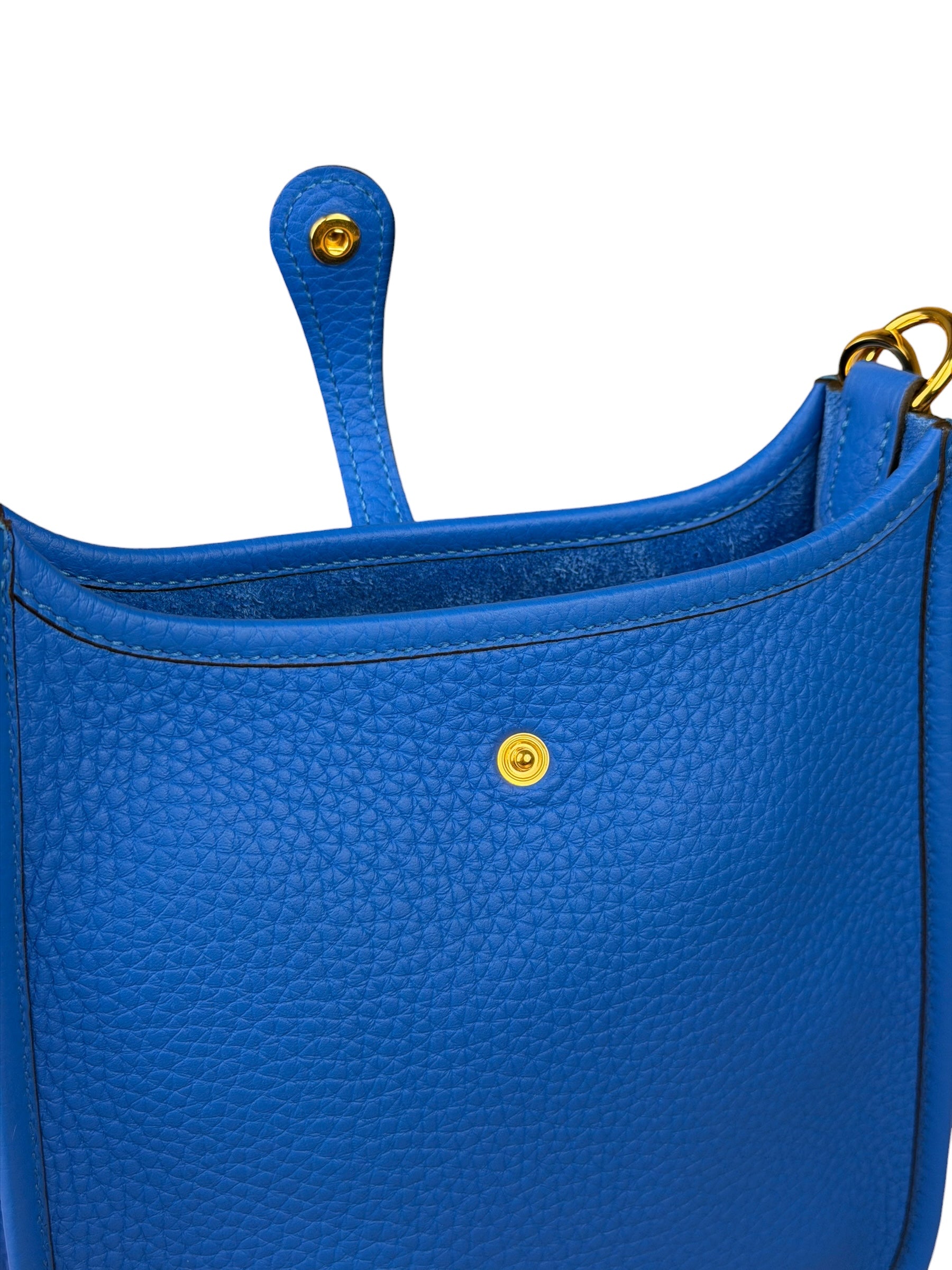 Hermes Bleu Hydra Leather Clemence Cordage Mini Evelyne TMP16