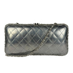 Chanel Metallic Silver Quilted Chain Around Clutch Shoulder Bag 2011