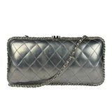 Chanel Metallic Silver Quilted Chain Around Clutch Shoulder Bag 2011