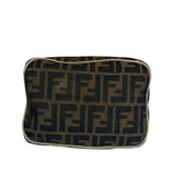Fendi Brown Leather Trim Zucca Hobo Bag