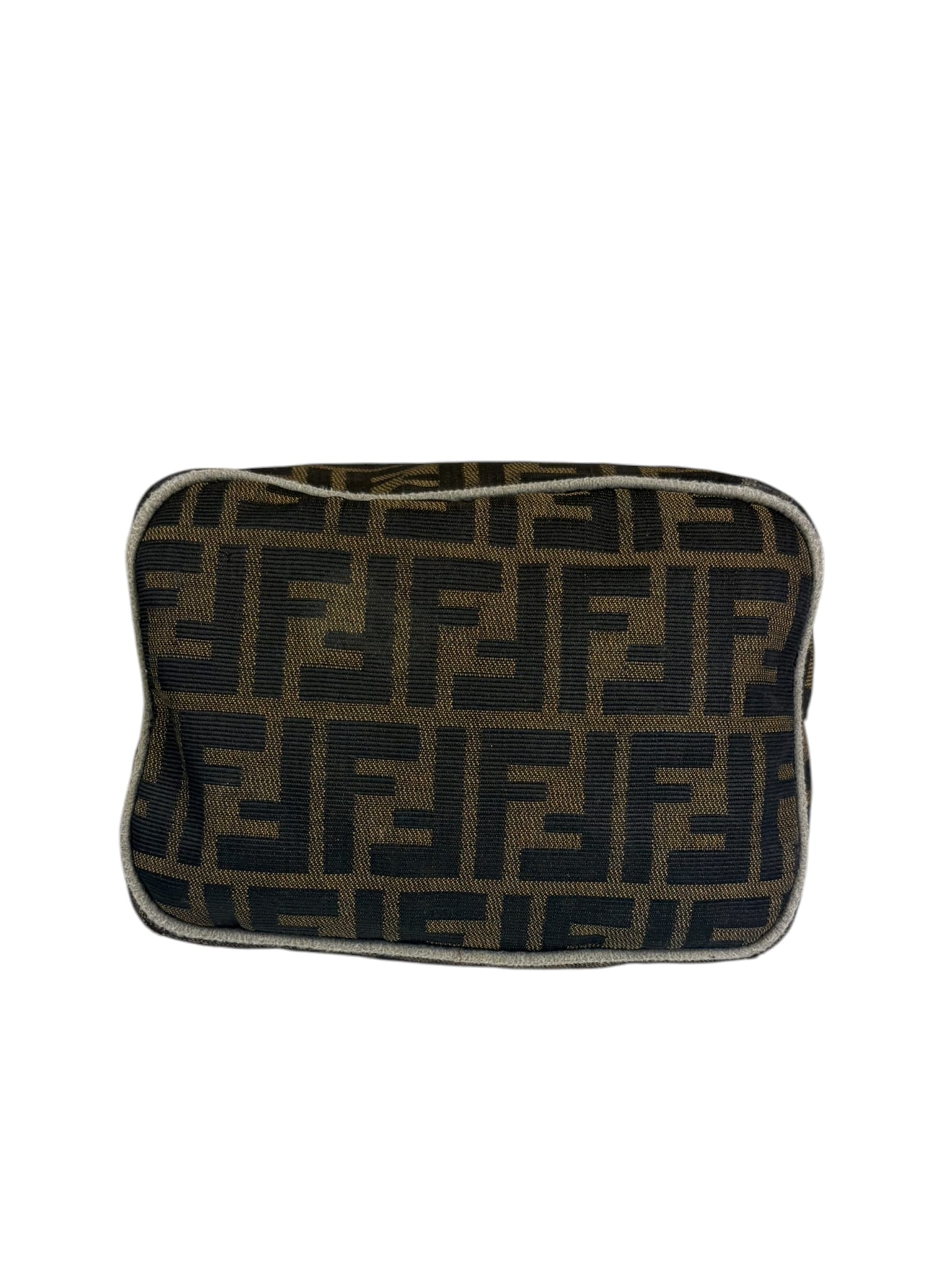 Fendi Brown Leather Trim Zucca Hobo Bag
