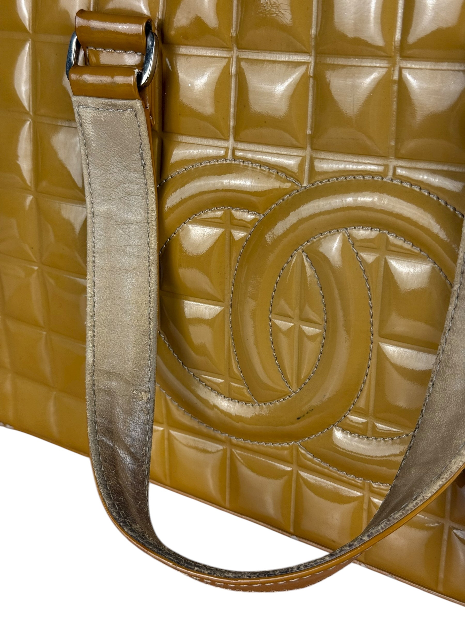 Chanel Vintage Patent Chocolate Bar Bowler Bag