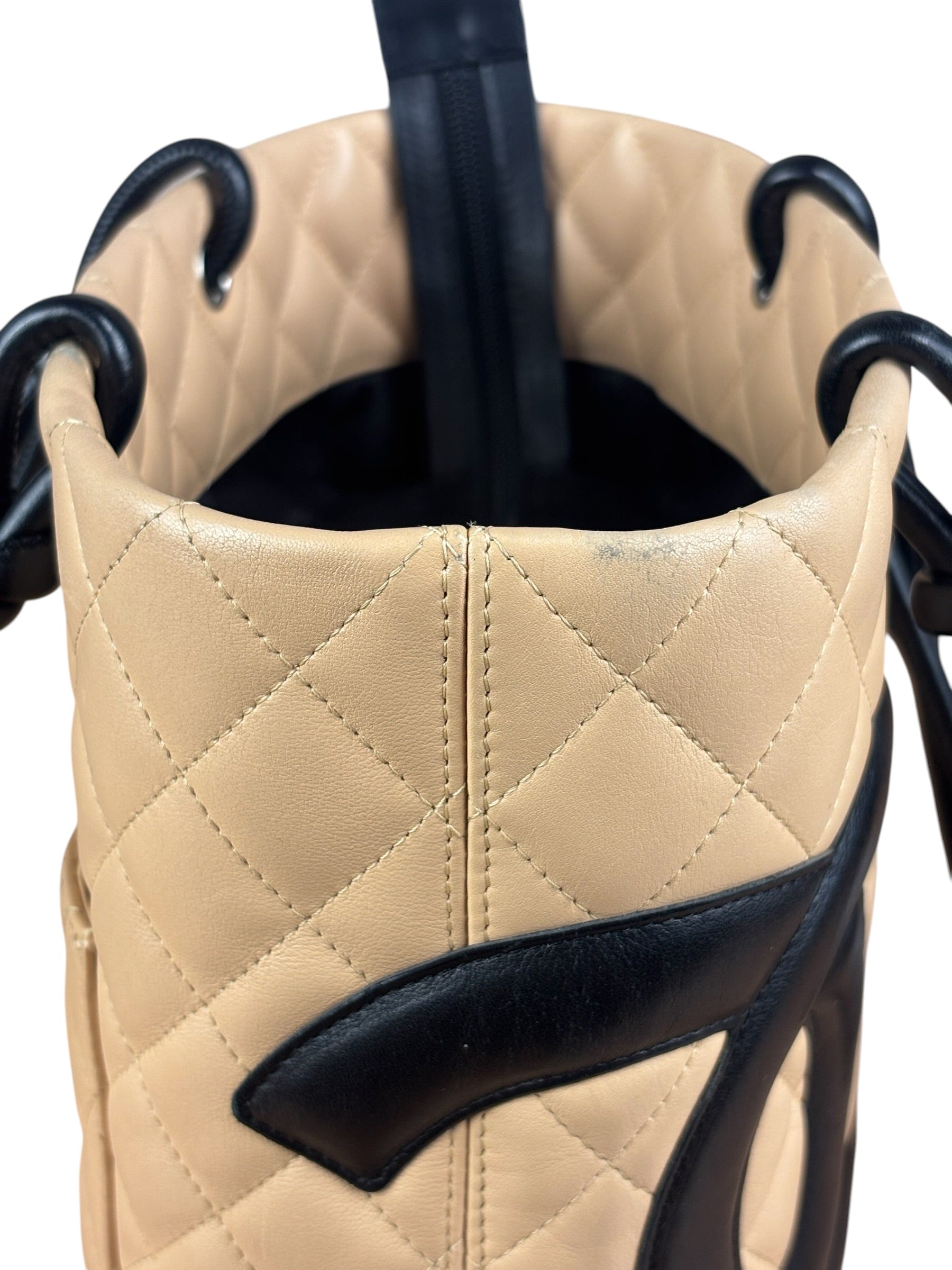 Chanel Tan Quilted Leather Ligne Cambon Tote Bag 2004