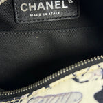 Chanel White/Black Patent Leather Trim Airplane CC Handle Bag 2005