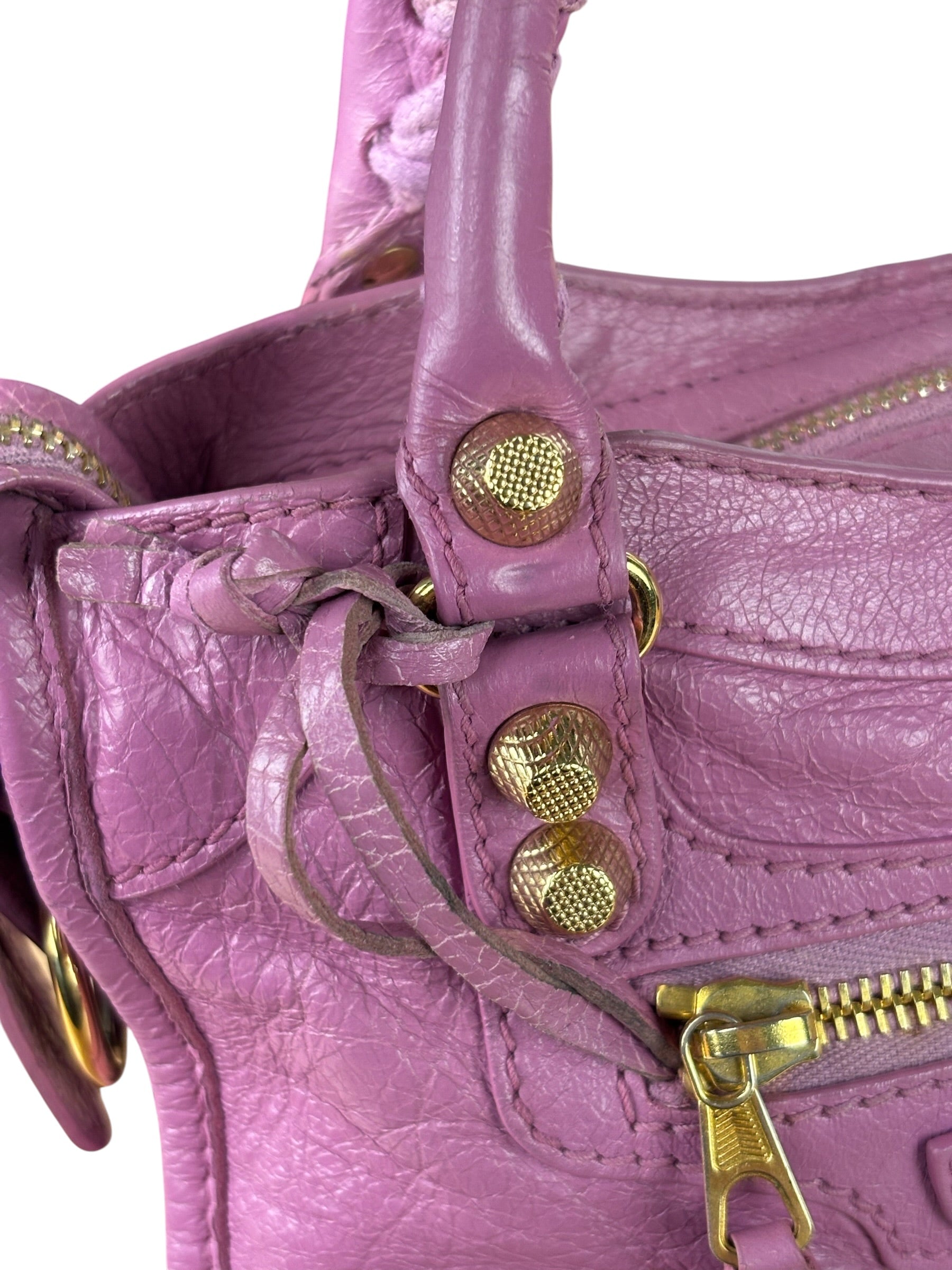 Balenciaga Purple Leather Velo Moto Two-Way Bag