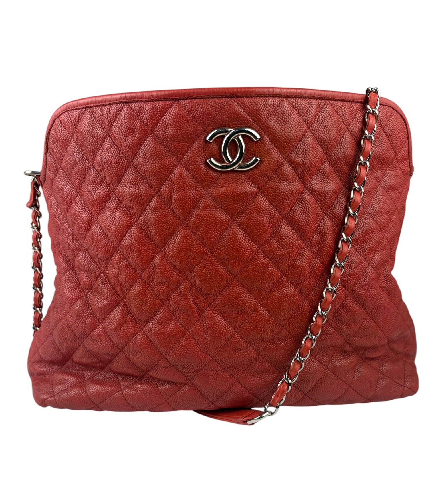 Chanel Red Caviar Quilted Leather French Riviera Hobo Bag 2011