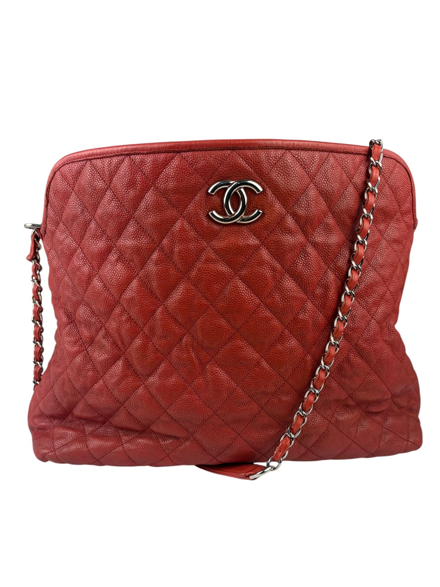 Chanel Red Caviar Quilted Leather French Riviera Hobo Bag 2011