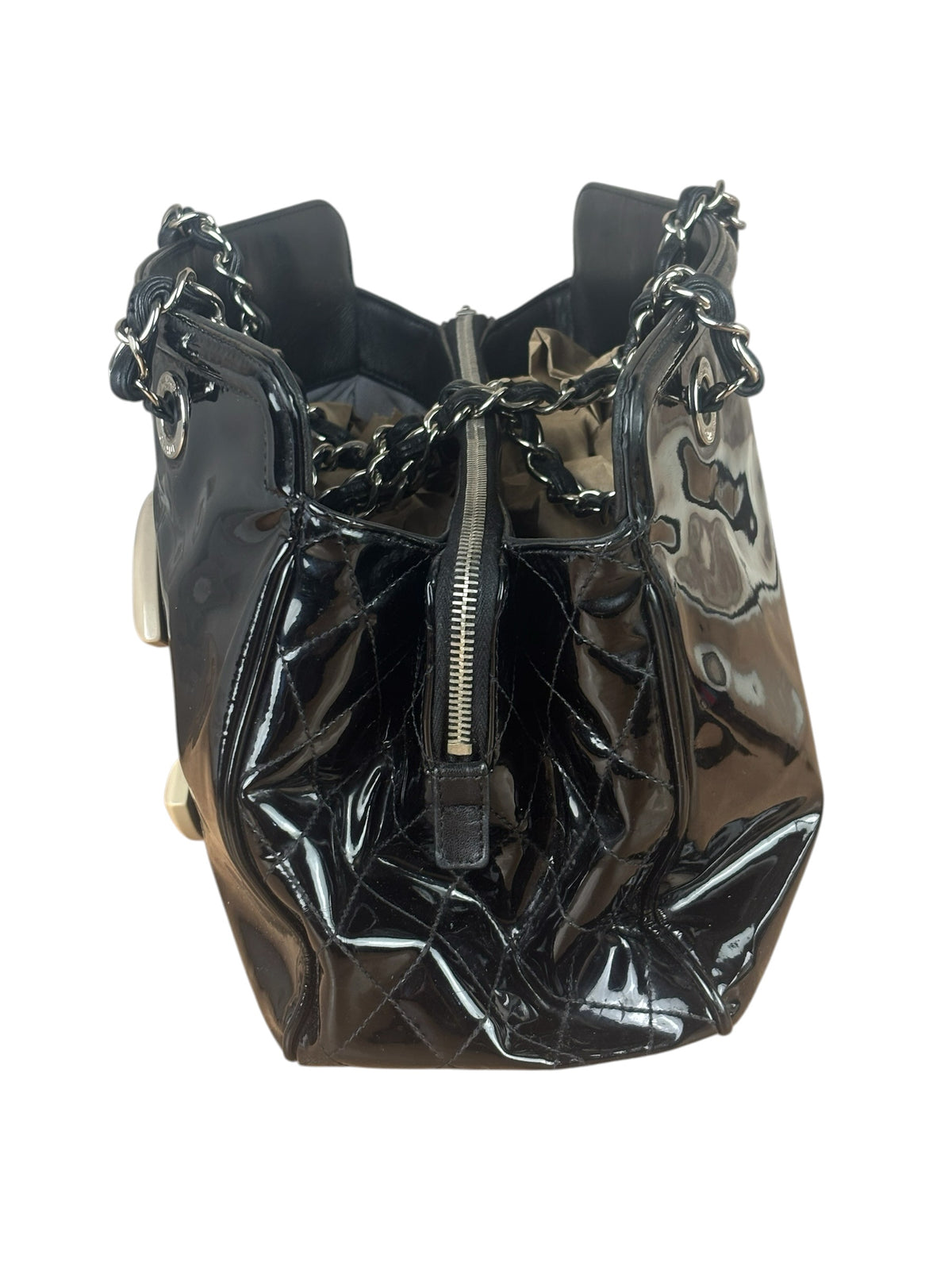 Chanel Black Patent Leather CC Paris -Venice Lipstick Tote 2009