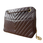Chanel Burgundy Leather V Stitch Shoulder Bag 1990's