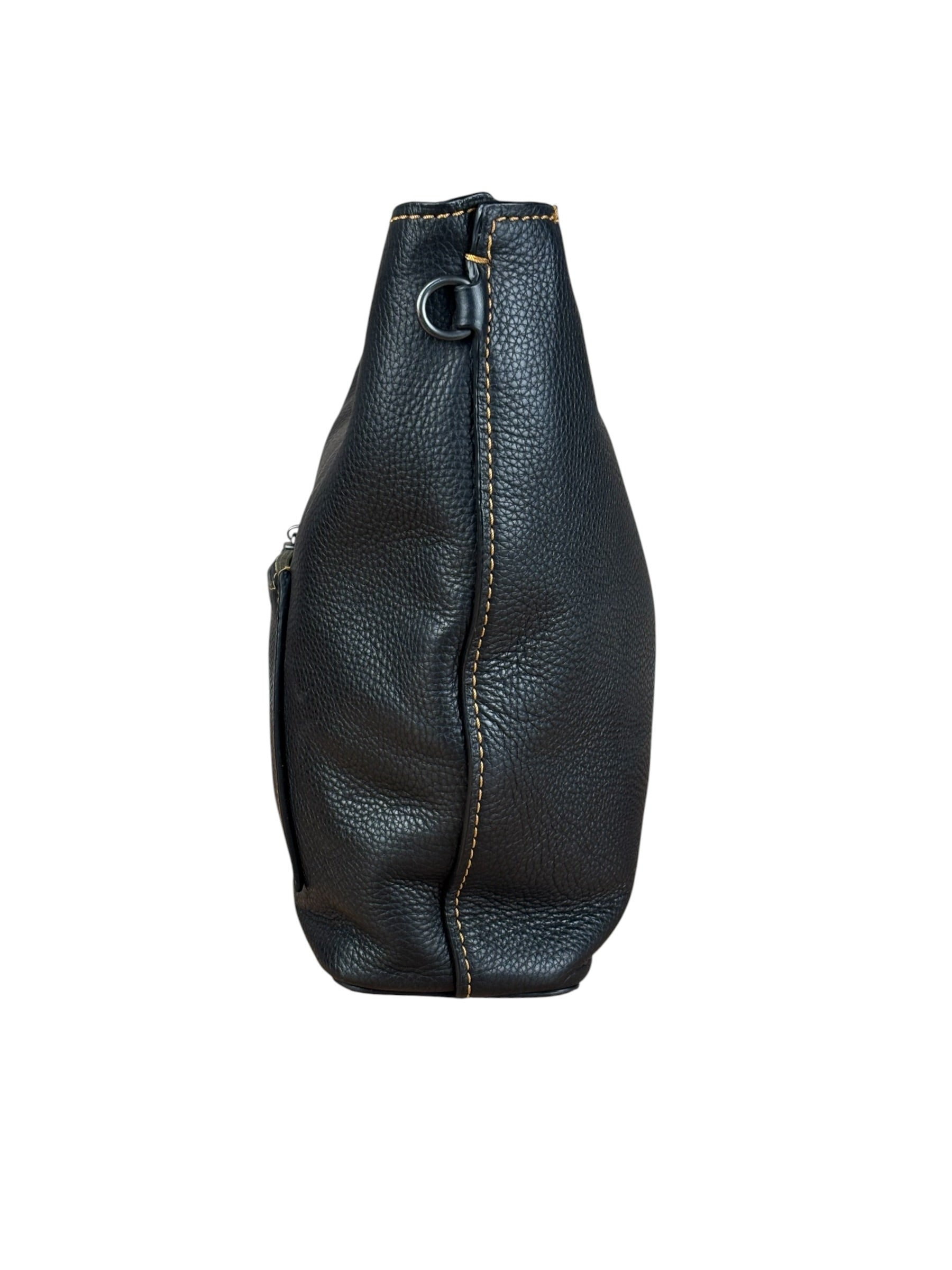 Coach Pebbled Leather Shoulder Bag Black Turn-Lock