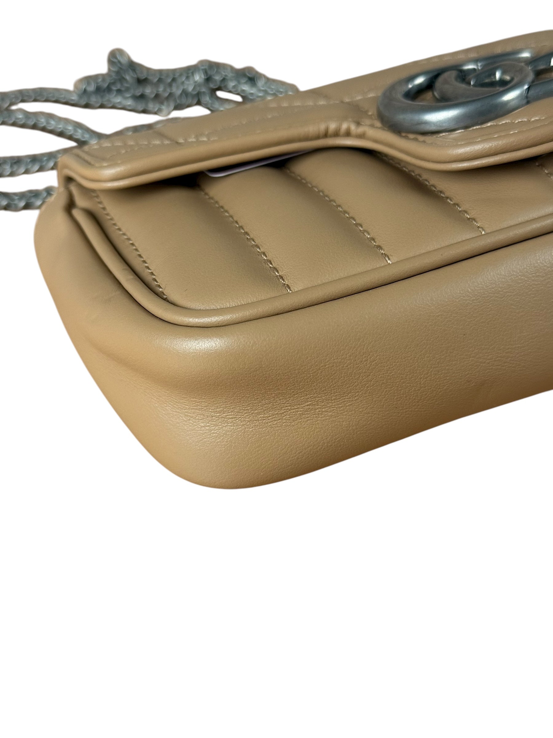 Gucci GG Marmont Matelasse Leather Mini Crossbody Bag Beige