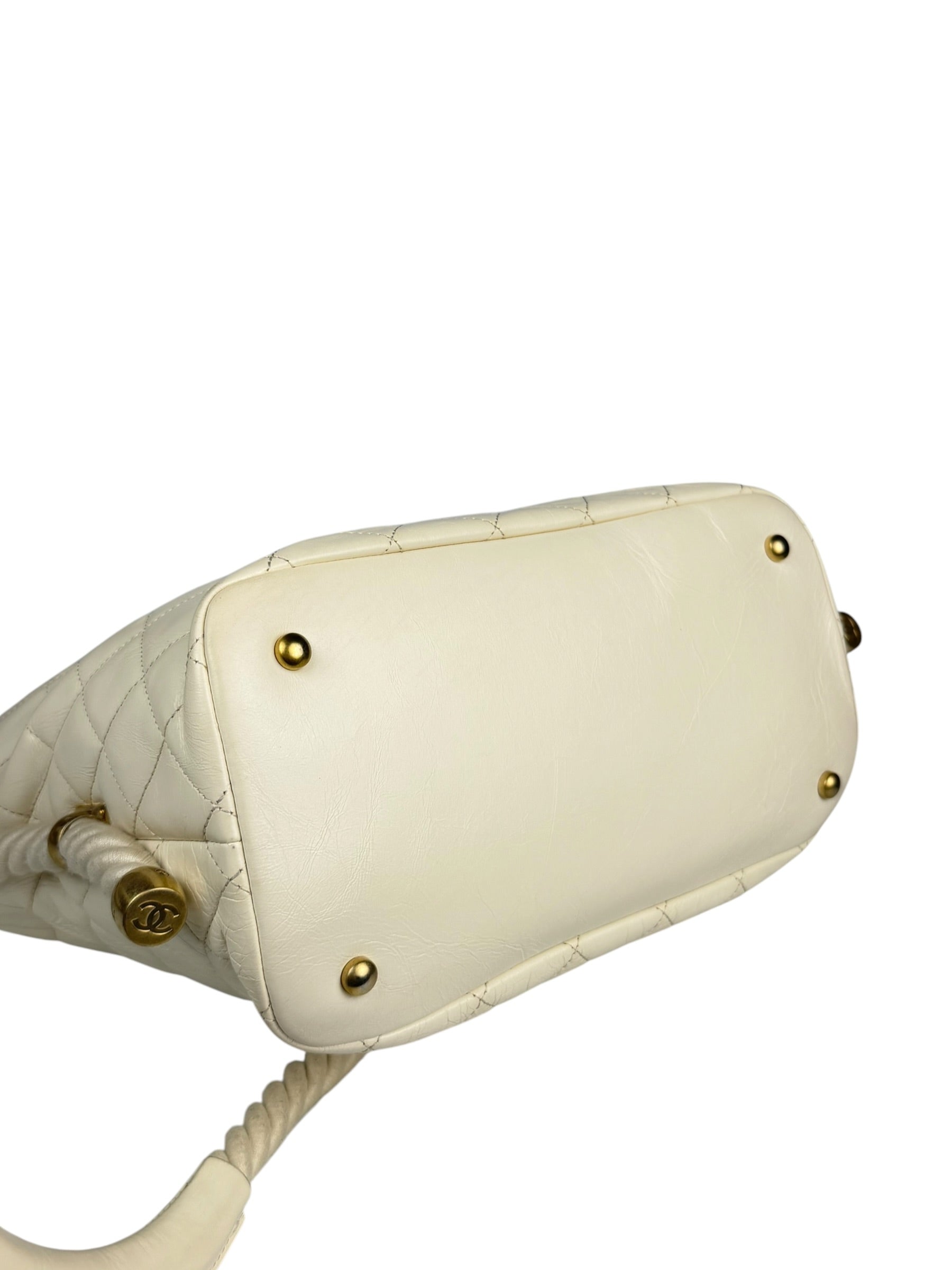 Chanel Ivory Crumpled Leather Vogue Rope Hobo Bag 2019