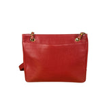 Chanel Red Caviar Leather CC Logo Tote Bag
