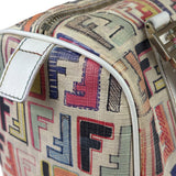 Fendi Beige Leather Multicolor Zucca Forever Boston Bag