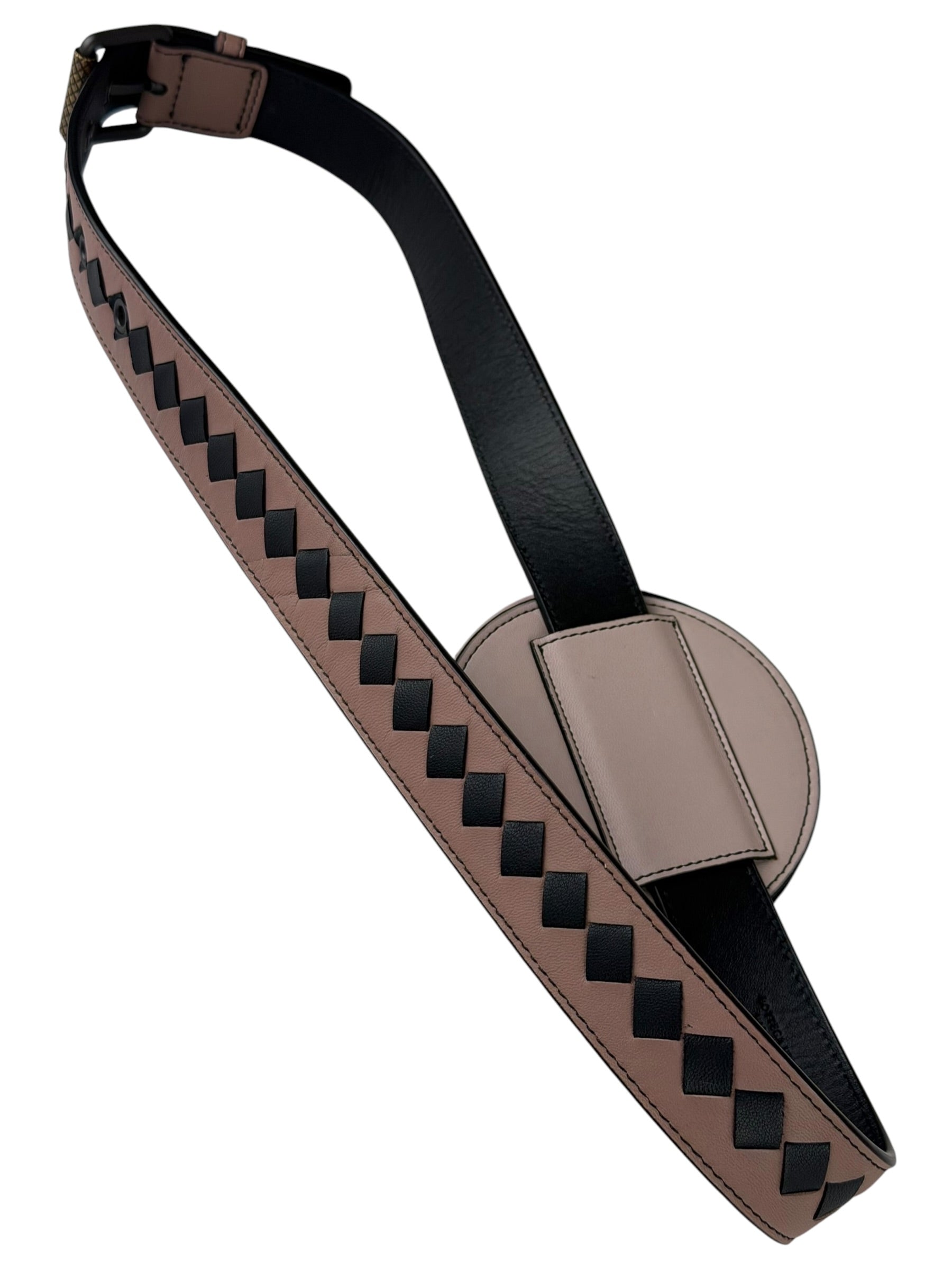 Bottega Veneta Black/Pink Intrecciato Round Around Belt Bag