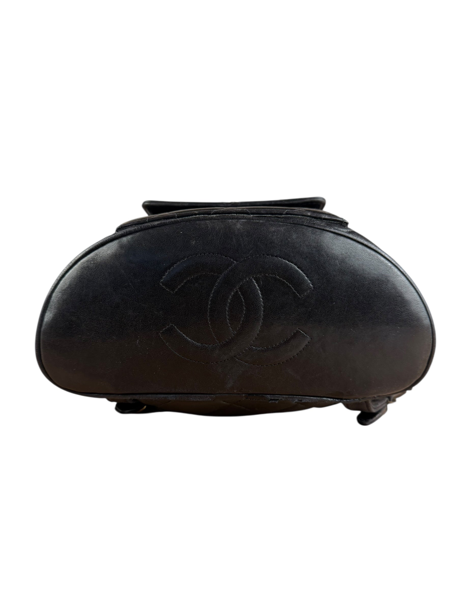 Chanel Black Quilted CC Duma Leather Backpack '97