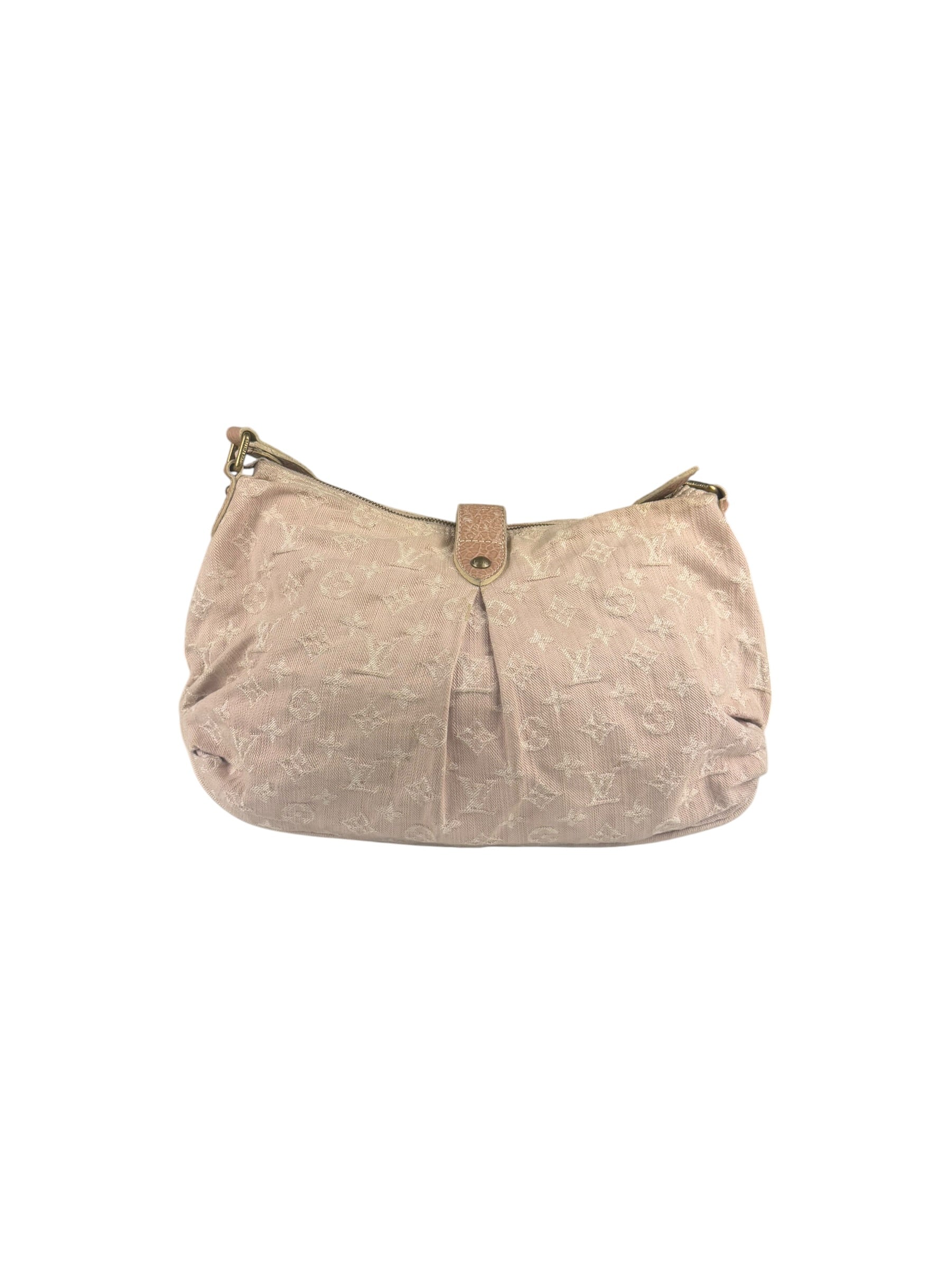 Louis Vuitton Vintage Rose Pink Monogram Denim Slightly Hobo Bag