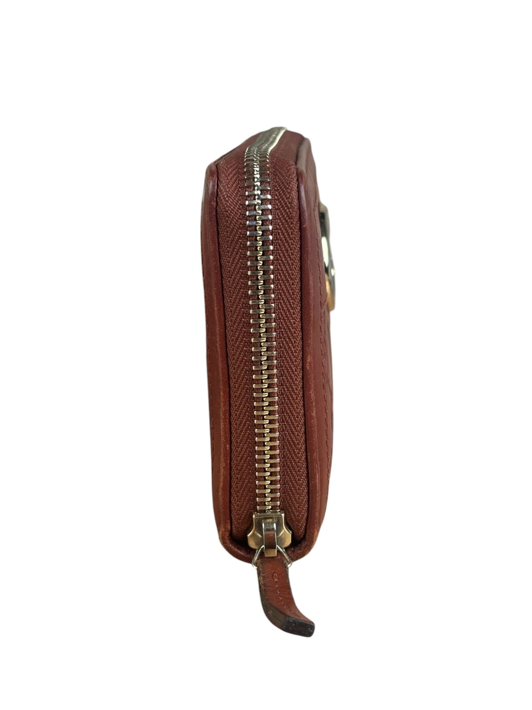 Gucci Burgundy Marmont Leather Guccissima Zip Long Wallet