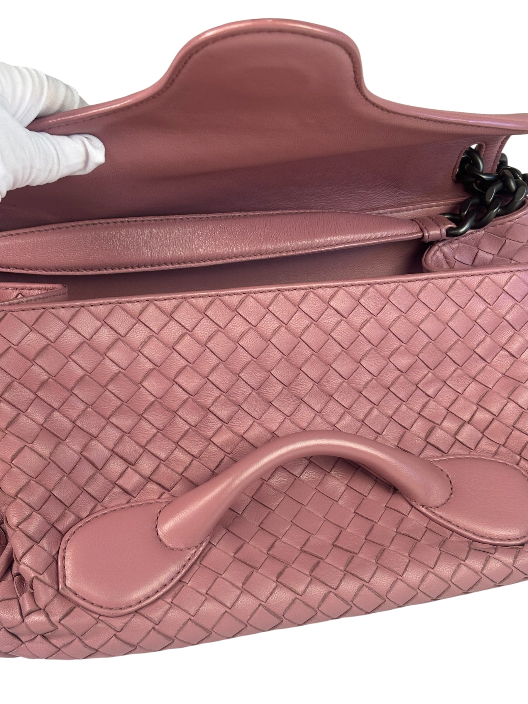 Bottega Veneta Purple Leather Rialto Intrecciato Shoulder Bag