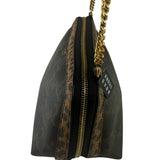 Celine Leopard Print-Trimmed Triomphe Chain Bag