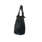 Bottega Veneta Dark Grey Leather Studded Shoulder Bag
