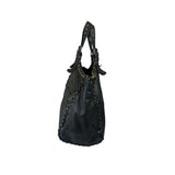 Bottega Veneta Dark Grey Leather Studded Shoulder Bag