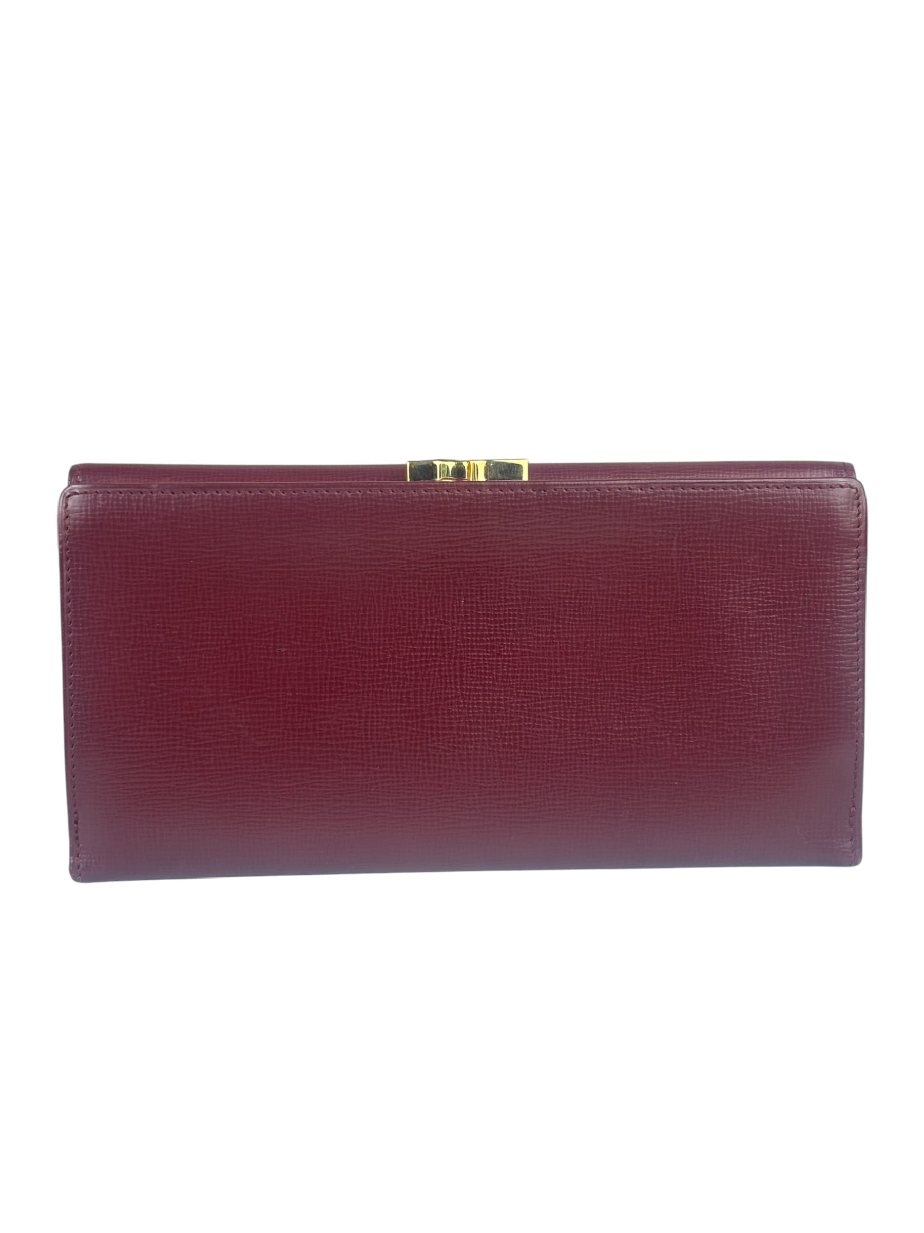Cartier Burgundy Leather Trifold Long Wallet
