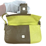 Fendi Yellow Wave Buckle Leather Baguette
