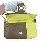 Fendi Yellow Wave Buckle Leather Baguette