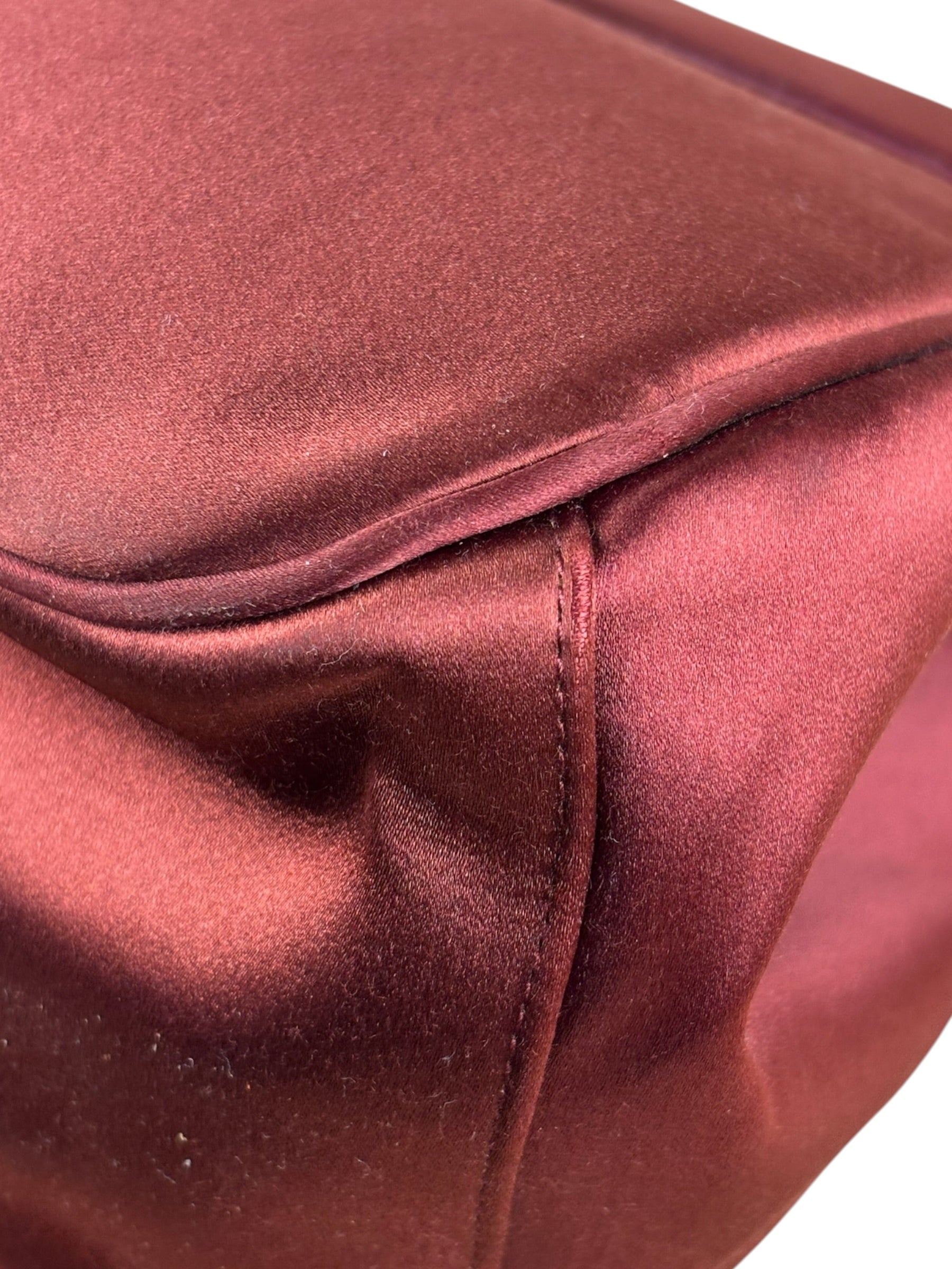 Gucci Burgundy Satin Bamboo Top Handle Bag